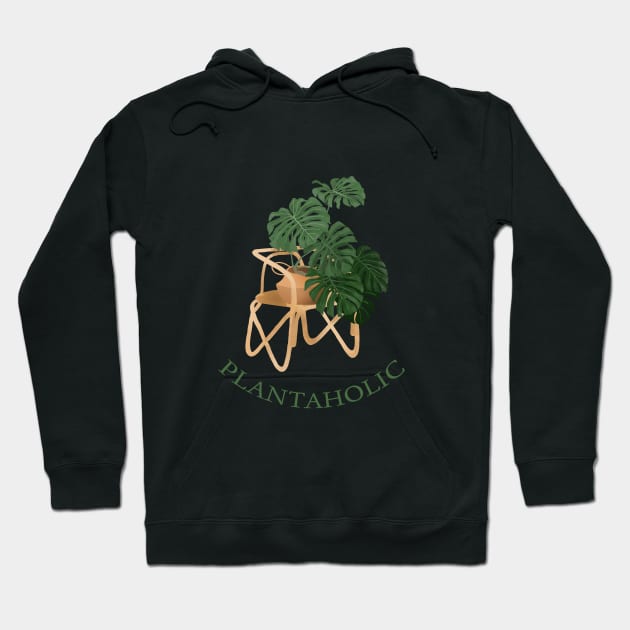 Plantaholic Monstera Illustration Hoodie by gusstvaraonica